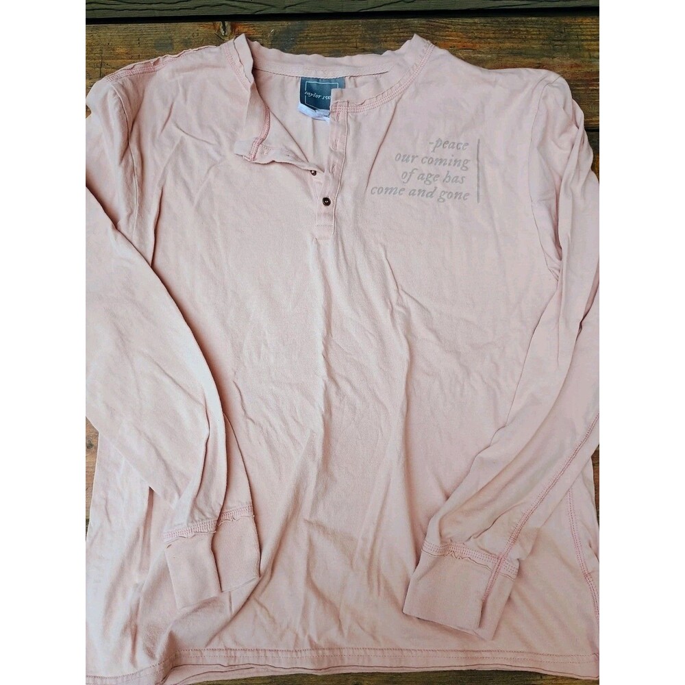 Taylor Swift Folklore Peace Lyric Henley Top Small Pink Official Merch Shirt